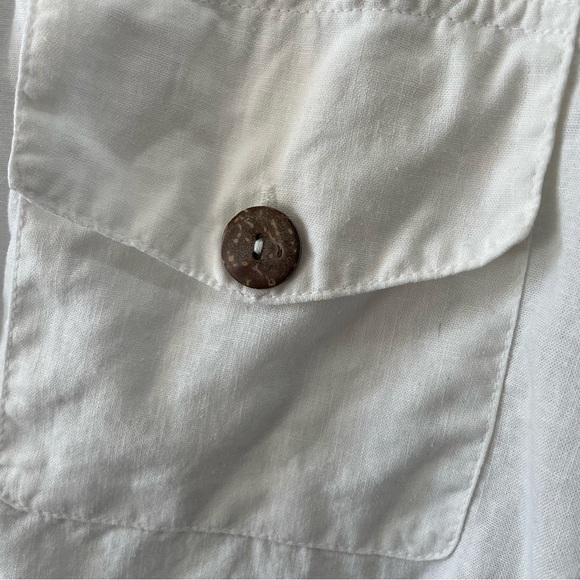 [m] Free People Boho White Brown Button Cotton Linen Blend Body Suit Women’s - Picture 8 of 13